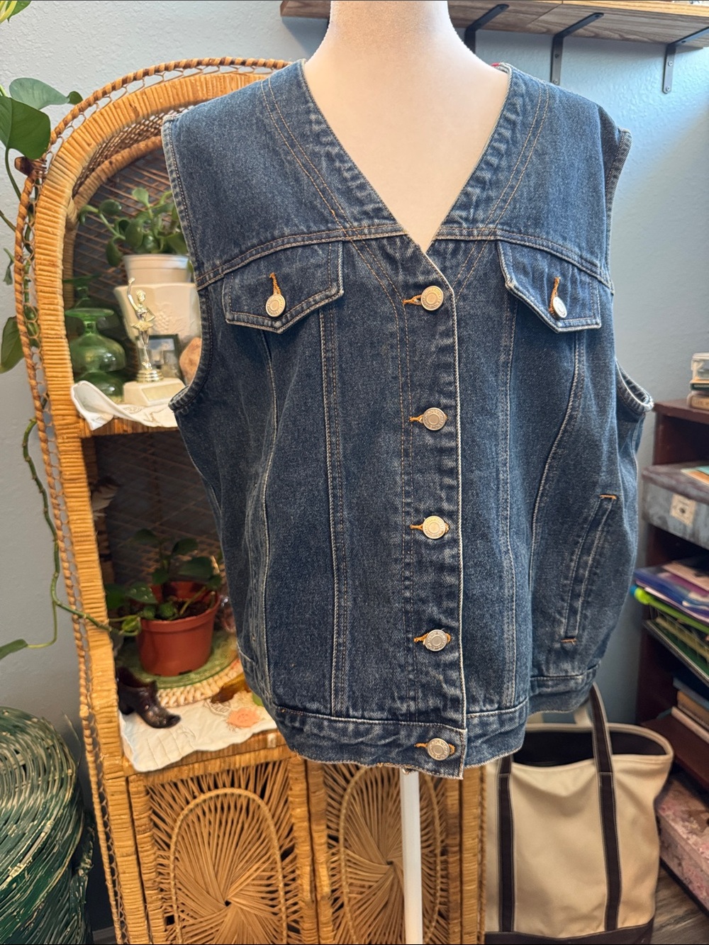 EUC VTG Pendleton Denim Wool Blanket Back Vest Southwestern Aztec Size XL - Picture 3 of 9